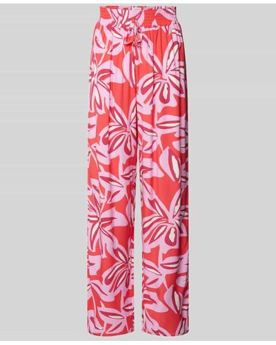 Schiesser Flared Stoffhose mit Allover-Muster Modell 'Mix+Relax' - Rot