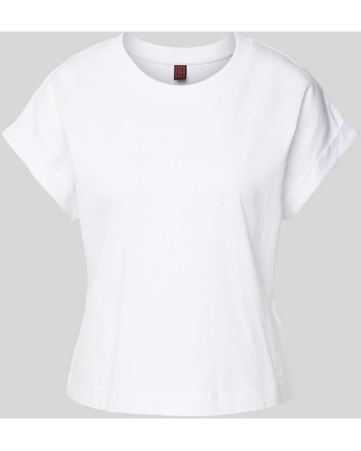 Stefanel T-Shirt in unifarbenem Design - Weiß