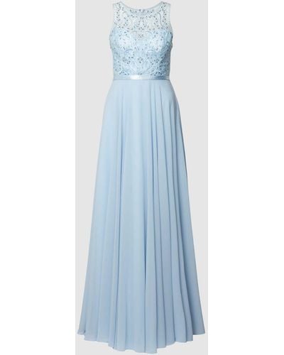 Luxuar Abendkleid mit Strasssteinbesatz - Blau