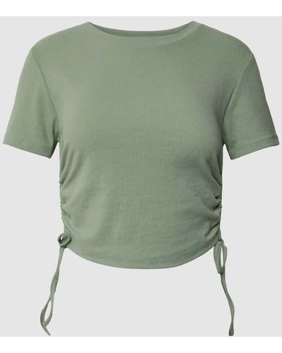 ONLY Crop Shirt mit seitlichen Raffungen Modell 'AMY' - Grün