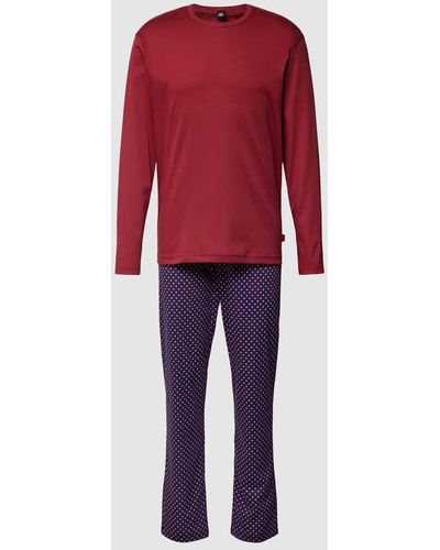 CALIDA Pyjama mit Rundhalsausschnitt Modell 'Relax Streamline' - Rot
