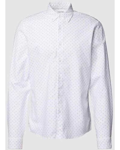 Calvin Klein Slim Fit Business-Hemd mit Label-Stitching Modell 'OXFORD' - Weiß