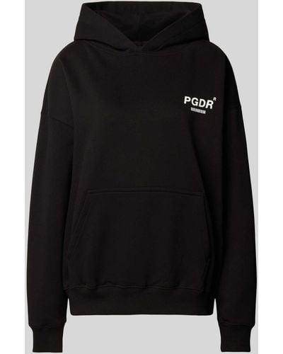 PEGADOR Oversized Hoodie mit Label-Print Modell 'CANIA' - Schwarz