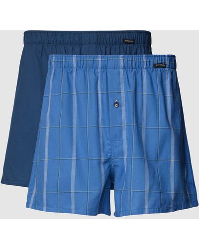 Schiesser Boxershorts mit elastischem Bund im 2er-Pack - Blau