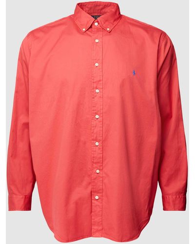 Ralph Lauren Plus Size Vrijetijdsoverhemd Met Button-downkraag - Rood