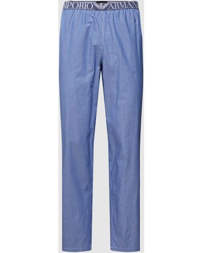 Emporio Armani Pyjama-Hose mit Label-Details Modell 'YARN' - Blau