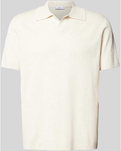 Mango Regular Fit Poloshirt mit V-Ausschnitt - Weiß
