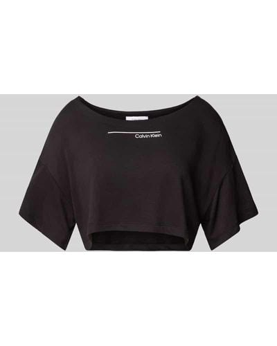Calvin Klein Cropped T-Shirt mit Label-Print Modell 'META LEGACY' - Schwarz