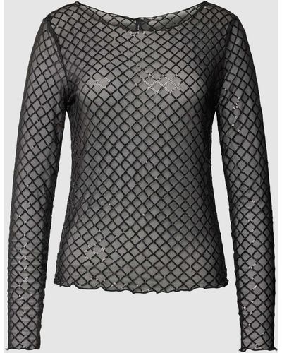 Vero Moda Transparant Shirt Met Lange Mouwen En Pailletten - Zwart