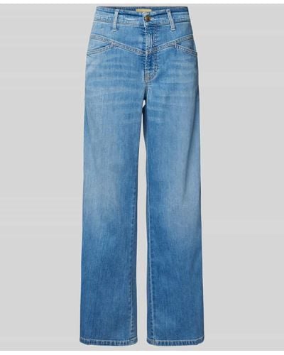 Cambio Wide Leg Jeans mit verkürztem Schnitt Modell 'AIMEE' - Blau