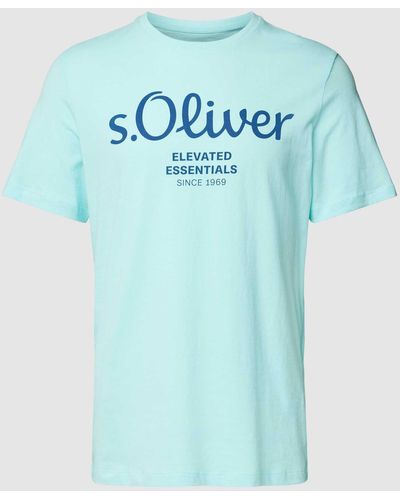 s.Oliver RED LABEL T-Shirt mit Label-Print - Blau
