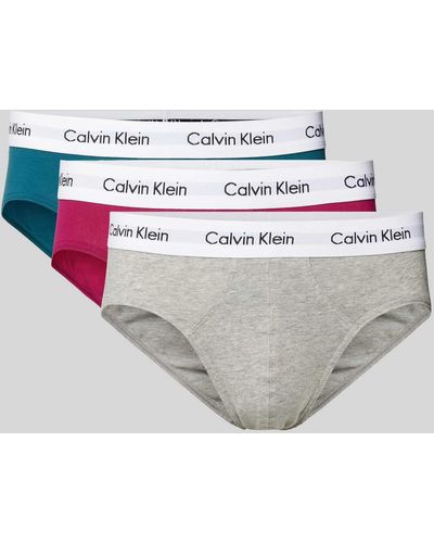 Calvin Klein Slip mit Label-Bund im 3er-Pack - Grau