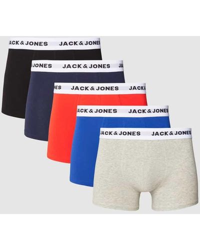 Jack & Jones Trunks mit elastischem Label-Bund im 5er-Pack - Blau