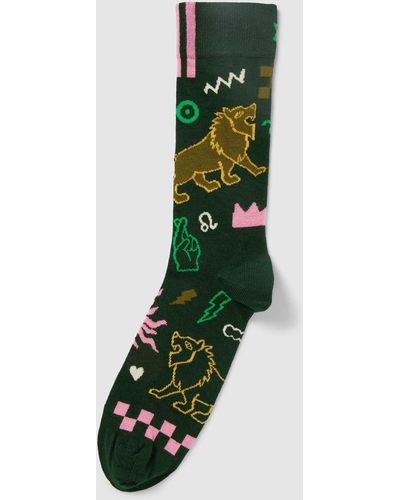 Happy Socks Socken mit Motiv-Prints Modell 'Leo' - Grün