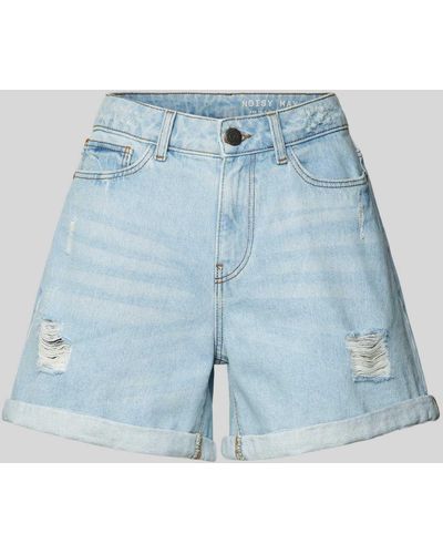 Noisy May Jeansshorts im Destroyed-Look Modell 'SMILEY' - Blau