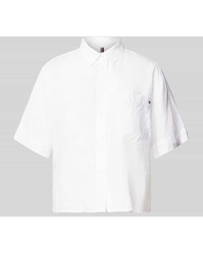 Tommy Hilfiger Hemdbluse mit Label-Detail - Weiß