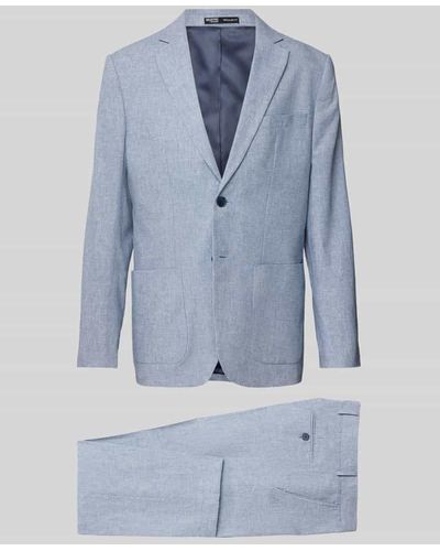 SELECTED Regular Fit Anzug aus Leinen-Baumwoll-Mix Modell 'ANTON' - Blau