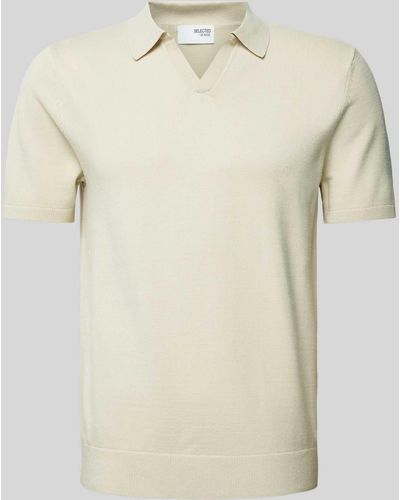 SELECTED Slim Fit Poloshirt Met V-hals - Naturel