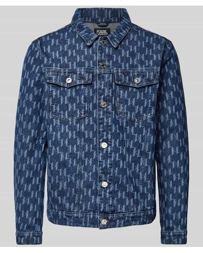 Karl Lagerfeld Regular Fit Jeansjacke mit Allover-Muster - Blau