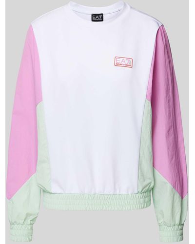 EA7 Sweatshirt Met Labelbadge - Roze