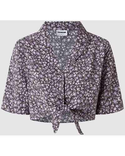 Noisy May Cropped Bluse mit Knotendetail Modell 'Joe' - Lila