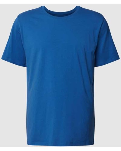 Schiesser Relaxed Fit T-Shirt mit geripptem Rundhalsausschnitt - Blau