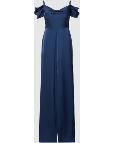 Vera Wang Abendkleid mit Gehschlitz Modell 'SELIMA' - Blau
