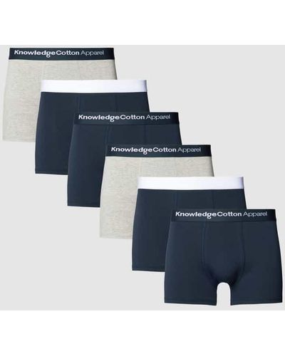 Knowledge Cotton Boxershorts mit elastischem Label-Bund im 6er-Pack - Blau