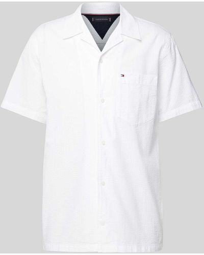 Tommy Hilfiger Regular Fit Freizeithemd mit Logo-Stitching - Weiß