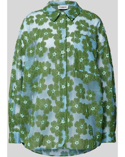 Essentiel Antwerp Semitransparente Bluse mit floralem Muster - Grün