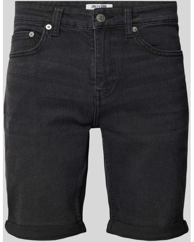 Only & Sons Regular Fit Jeansshorts im 5-Pocket-Design Modell 'PLY' - Schwarz