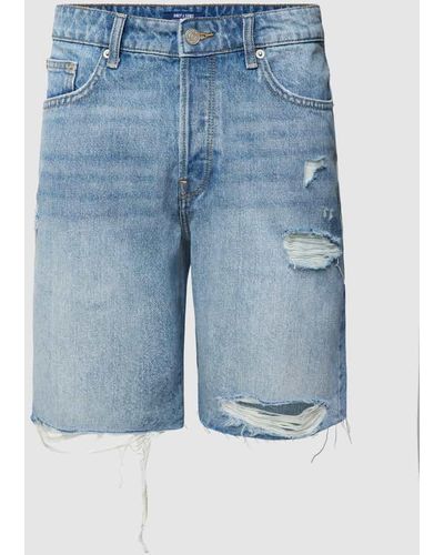 Only & Sons Shorts im Destroyed-Look - Blau