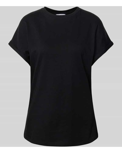 Mango T-Shirt in unifarbenem Design Modell 'SEVILLA' - Schwarz