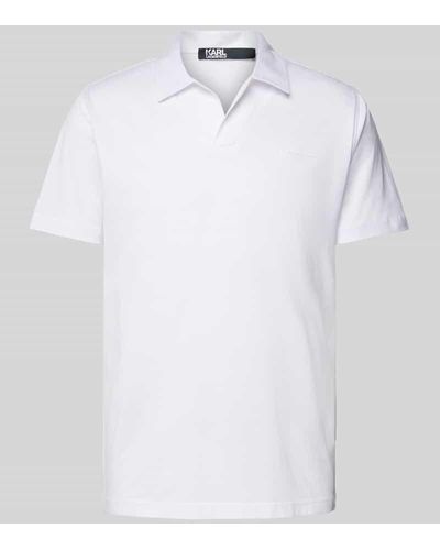 Karl Lagerfeld Regular Fit Poloshirt mit Label-Print - Weiß