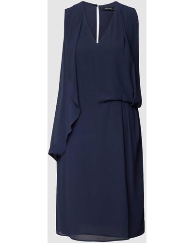 Comma, Knielanges Kleid mit floralem Allover-Muster - Blau