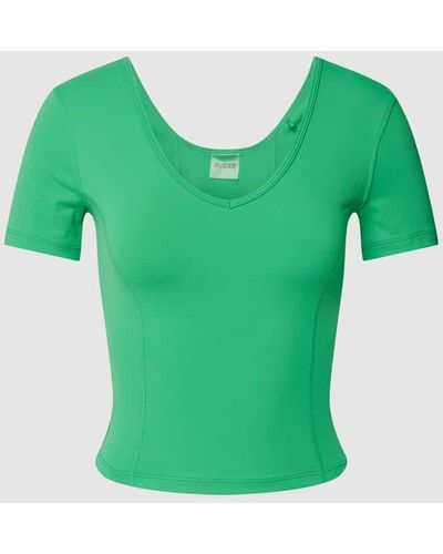 Guess Cropped T-Shirt mit Steppnähten Modell 'BIRGIT ACTIVE CROP TOP' - Grün