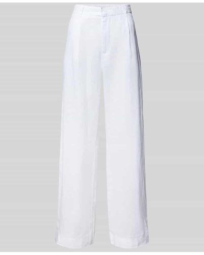 Gina Tricot Regular Fit Leinenhose mit Bundfalten Modell 'DENISE' - Weiß