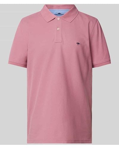 Fynch-Hatton Regular Fit Poloshirt mit Label-Stitching - Pink