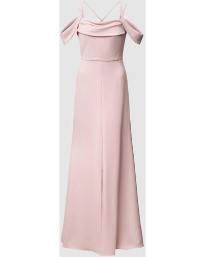 Vera Wang Abendkleid mit gekreuzten Spaghettiträgern Modell 'VASYL' - Pink