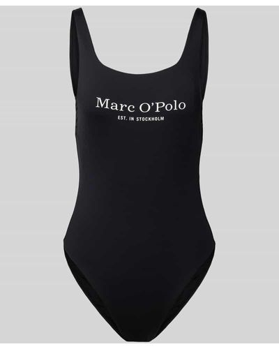 Marc O' Polo Badeanzug mit Label-Print Modell 'Essentials' - Schwarz
