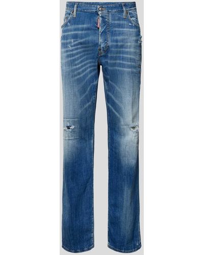 DSquared² Straight Fit Jeans im Used-Look - Blau