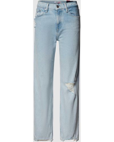 Tommy Hilfiger Mid Rise Loose Fit Jeans im Destroyed-Look - Blau