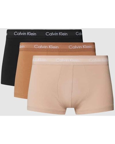 Calvin Klein Trunks mit elastischem Logo-Bund im 3er-Pack Modell 'LOW RISE' - Natur