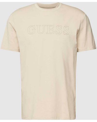 Guess T-Shirt mit Label-Print Modell 'ALPHY' - Natur