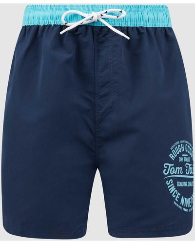 Tom Tailor Badehose mit Label-Print - Blau