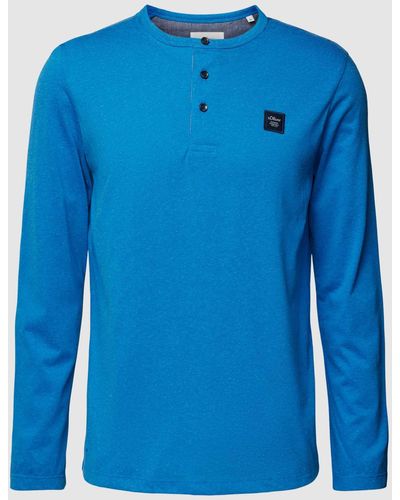 S.oliver Shirt Met Lange Mouwen En Korte Knoopsluiting - Blauw