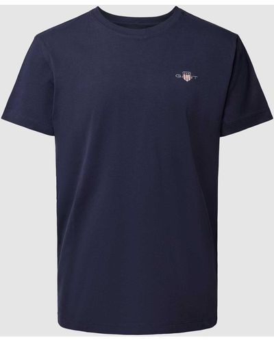 GANT Pyjama-Oberteil mit Label-Print Modell 'SHIELD' - Blau