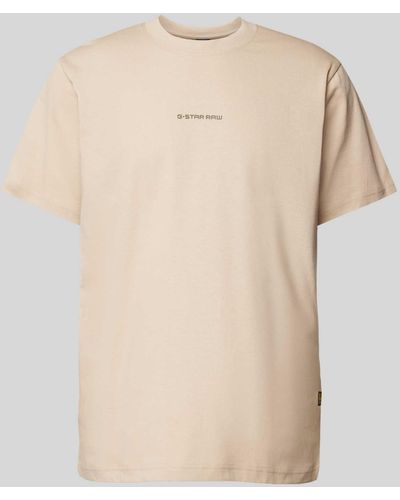 G-Star RAW T-Shirt mit Label-Print - Natur