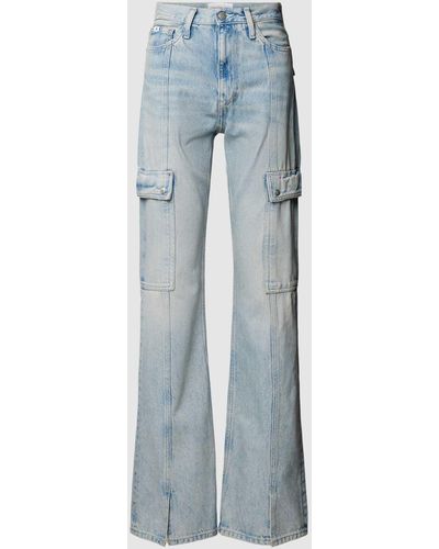 Calvin Klein Bootcut Jeans im Used-Look - Blau