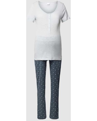 Mama.licious Umstands-Pyjama mit kurzer Druckknopfleiste Modell 'MIRA STAR' - Weiß